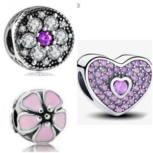 3 Crystal Heart Pave Collection Charm Bundle Sets